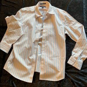 Blue and orange striped landsend button down